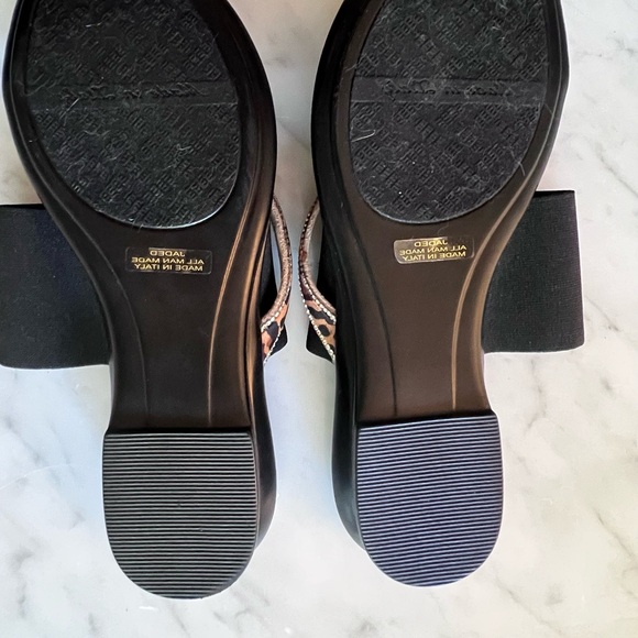 Italian Sandals NWTs! Size 7.5 black leather with leopard trim. - Picture 2 of 4